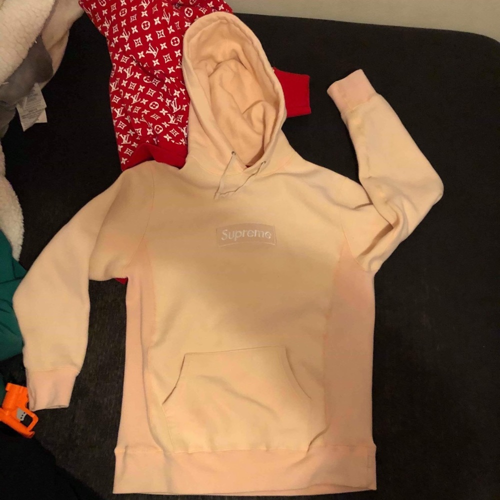 Peach supreme box logo hoodie